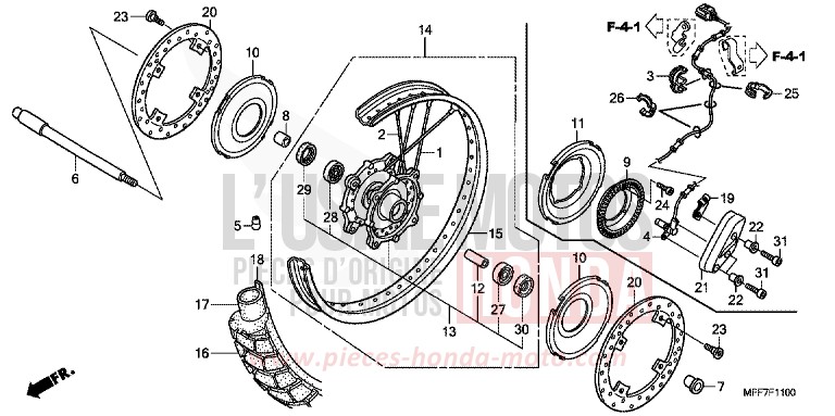 ROUE AVANT de TRANSALP ABS MAT CYNOS GRAY METALLIC (NH312) 2011